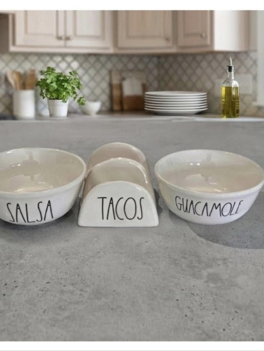 Rae Dunn Taco Holder and Bowls Set